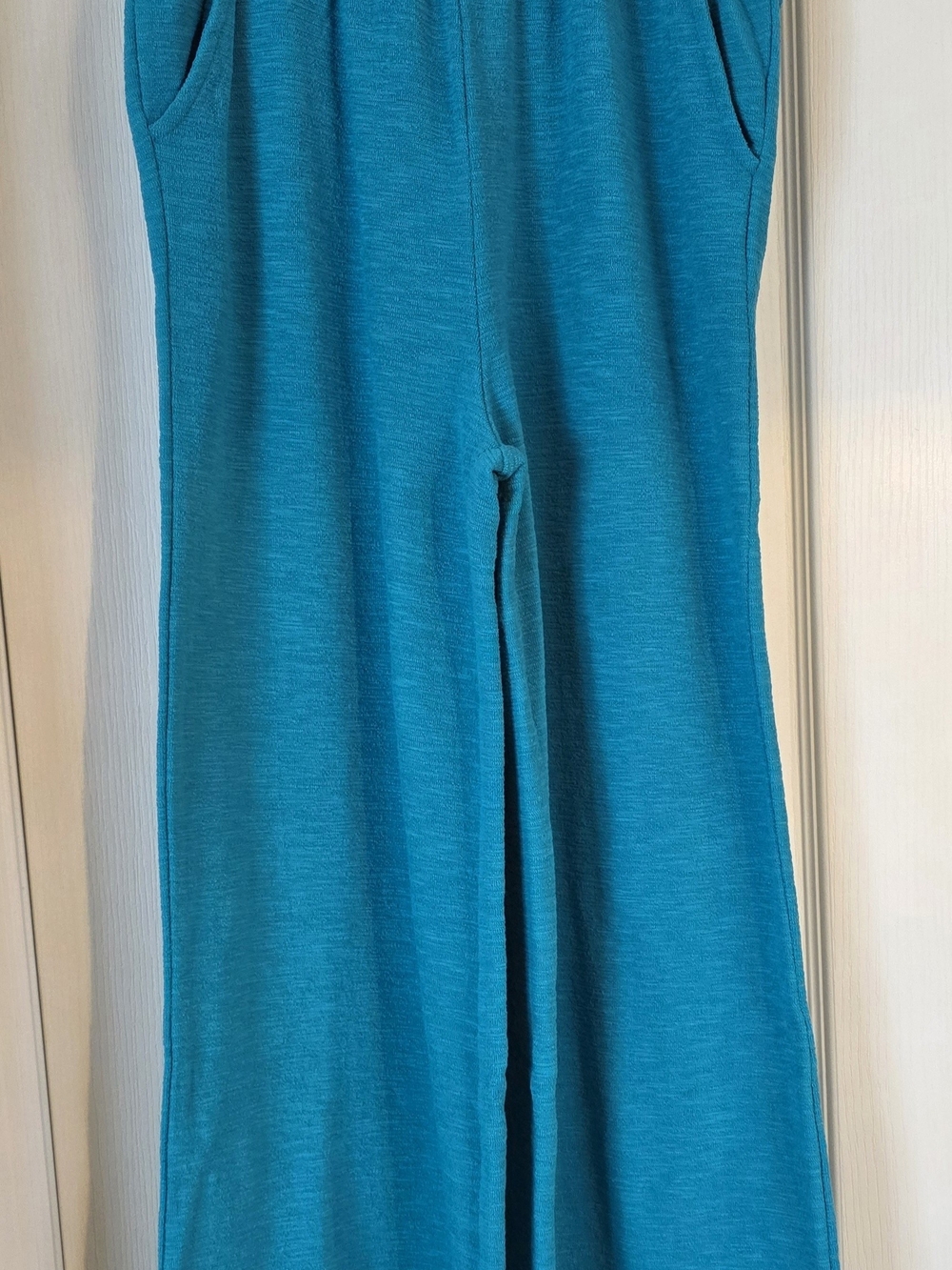 Zenana Bright Teal Wide-Leg Knit Pants With Pockets